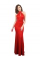 Affordable Halter Neck keyhole Front Back Long Stretch Satin Bridesmaid Dress UK