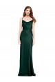 Affordable Fitted Cowl Neck Long Stretch Satin Slip Bridesmaid Dress with V-Back UK