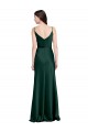 Affordable Fitted Cowl Neck Long Stretch Satin Slip Bridesmaid Dress with V-Back UK