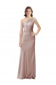 Affordable One Shoulder Black-Tie Floor Length Long Stretch Satin Bridesmaid Dress UK