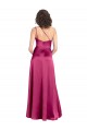 Affordable Sleek One Shoulder A-Line Long Stretch Satin Bridesmaid Dress with Spaghetti Straps Back UK