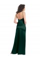Affordable Long Slim Scoop Neck Stretch Satin Bridesmaid Dress with Open Back UK