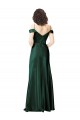 Affordable Off the Shoulder Sleeves Long Stretch Satin Bridesmaid Dress with Pleated Draped Neckline UK
