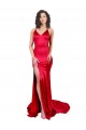 Affordable Mermaid Open Back Long Stretch Satin Bridesmaid Dress with High Slit UK