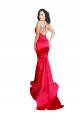Affordable Mermaid Open Back Long Stretch Satin Bridesmaid Dress with High Slit UK