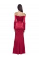 Affordable Long Sleeves Off the Shoulder Stretch Satin Bridesmaid Dress with High Side Split UK