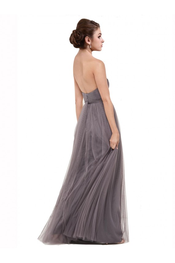 Affordable Strapless Tulle Bridesmaid Dress with Waistband UK