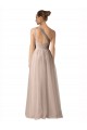 Affordable Illusion One Shoulder Tulle Bridesmaid Dress with Shirred Bodice UK