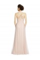 Affordable Long Draped Back A-Line Tulle Bridesmaid Dress with Pleated Bodice UK
