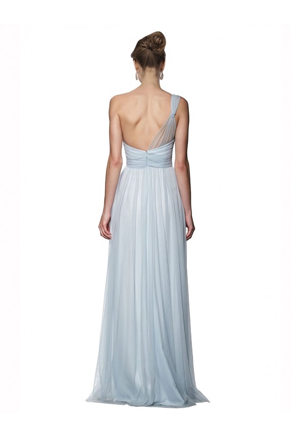 Affordable One Shoulder Illusion Tulle Bridesmaid Dress with Knot Detail UK