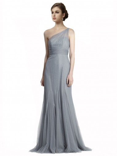 Affordable One Shoulder Tulle Fit and Flare Bridesmaid Dress UK