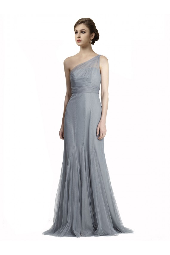 Affordable One Shoulder Tulle Fit and Flare Bridesmaid Dress UK