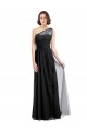 Affordable Ruched Long Soft Tulle Bridesmaid Dress with Sheer Netting Shoulder Strap UK