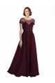Affordable Full Length Beaded and Embroidered Tulle Bodice Long Chiffon Bridesmaid Dress UK
