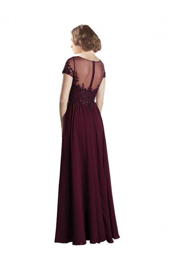 Affordable Full Length Beaded and Embroidered Tulle Bodice Long Chiffon Bridesmaid Dress UK
