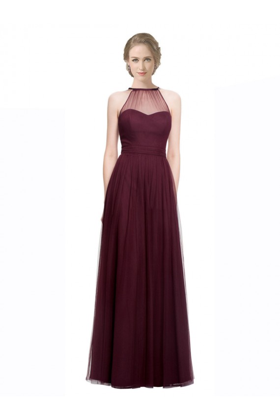 Affordable Full Length Soft Tulle Spaghetti Strap Bridesmaid Dress UK