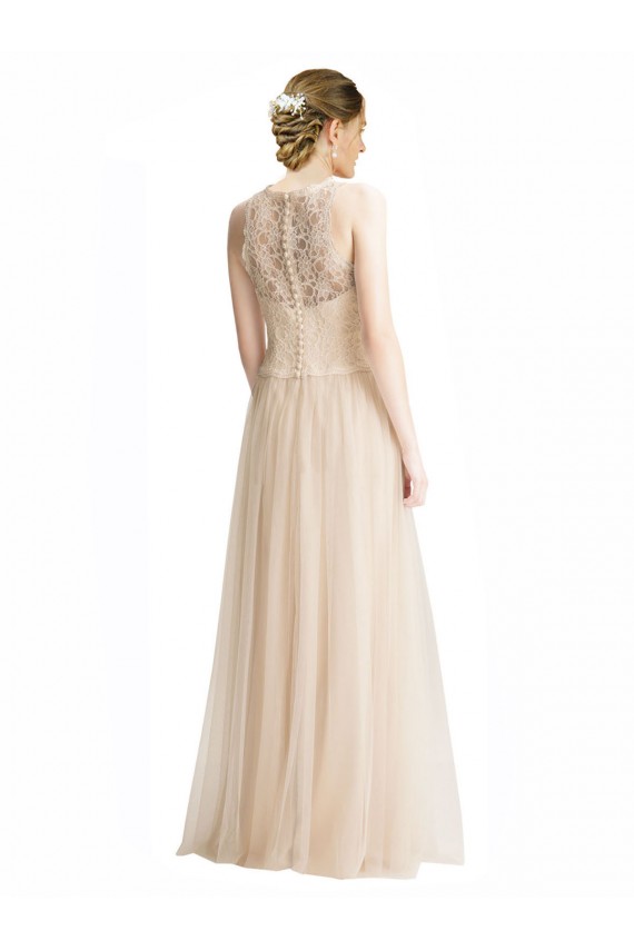 Affordable Full Length Tulle Bridesmaid Dress with Corded Lace Over Sweetheart Neckline UK