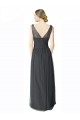 Affordable Long Tulle Bridesmaid Dress with Illusion Shoulder Straps and V-Back UK