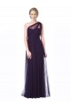 Affordable One Shoulder Long Tulle Bridesmaid Gown with Sheer Netting Strap UK