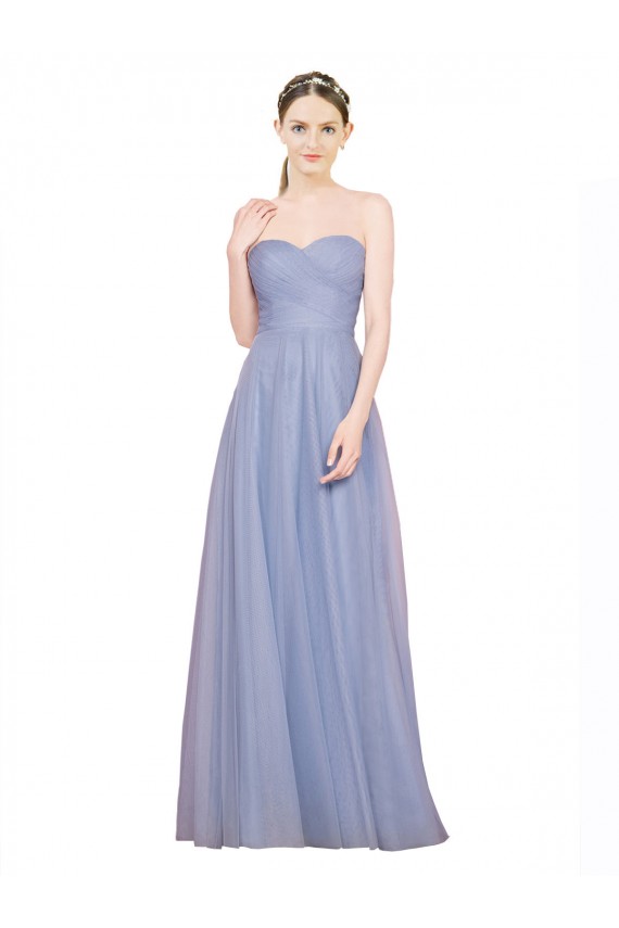 Affordable Strapless Sweetheart A-Line Tulle Bridesmaid Dress with Low Back UK