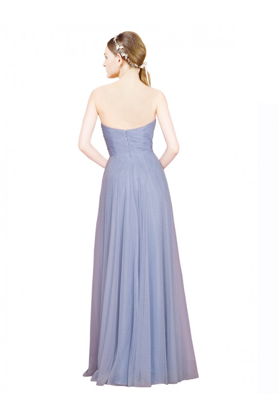 Affordable Strapless Sweetheart A-Line Tulle Bridesmaid Dress with Low Back UK