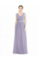 Affordable Wide Straps V-Neck Long Tulle Bridesmaids with Belt UK