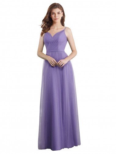 Affordable Sweetheart Deep V-Back Tulle Bridesmaid Dress with Draped Bodice UK