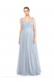Affordable Sweetheart Spaghetti Straps Long Tulle Bridesmaid Dress with Criss Cross Back UK