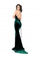 Affordable High Neck Stretch Velvet Bridesmaid Dress with Black Lace Embroidery UK