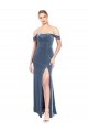 Affordable Draped Sleeves Wide Scoop Neck Off the Shoulder Velvet Bridesmaid Dress UK