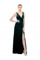 Affordable Sleek V-Neck Long Velvet Bridesmaid Dress with Side Slit UK