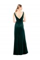 Affordable Sleek V-Neck Long Velvet Bridesmaid Dress with Side Slit UK