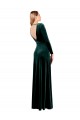 Affordable Plunging V-Neckline Long Sleeves Open Back Velvet Bridesmaid Dress UK