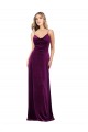 Affordable Draped Neckline Spaghetti Straps Velvet Bridesmaid Dress UK