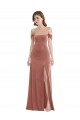 Affordable Off the Shoulder Flounce Sleeve Velvet Maxi Bridesmaid Dress UK