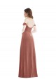 Affordable Off the Shoulder Flounce Sleeve Velvet Maxi Bridesmaid Dress UK