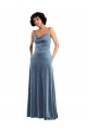 Affordable Sleek Cowl Neck Velvet Maxi Bridesmaid Dress with Pockets UK
