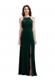 Affordable Velvet Halter Maxi Bridesmaid Dress with Front Slit UK