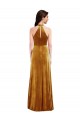Affordable High-Neck Halter Velvet Maxi Bridesmaid Dress with Front Slit UK