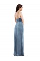 Affordable Spaghetti Strap Velvet Maxi Bridesmaid Dress with Draped Skirt UK