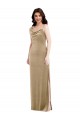 Affordable Asymmetrical One Shoulder Velvet Maxi Slip Bridesmaid Dress UK