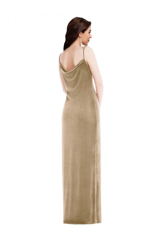Affordable Asymmetrical One Shoulder Velvet Maxi Slip Bridesmaid Dress UK