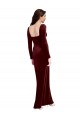 Affordable Sleek Square Neck Spaghetti Straps Velvet Bridesmaid Dress with Side Slit UK