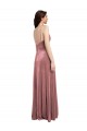 Affordable Low Scoop Back Long V-Neck Velvet Slip Bridesmaid Dress UK