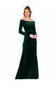 Affordable Off the Shoulder Long Sleeves Stretch Velvet Bridesmaid Dress UK