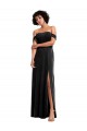 Affordable Stretch Velvet Bridesmaid Dress with Off the Shoulder Drapped Sleeves UK