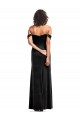 Affordable Stretch Velvet Bridesmaid Dress with Off the Shoulder Drapped Sleeves UK