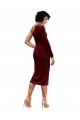 Affordable One Shoulder Fitted Short Midi Length Velvet Bridesmaid Dress UK