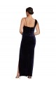 Affordable Long Velvet Bridesmaid Dress with Side Thigh Split and Shoulder Tie UK
