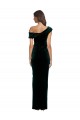 Affordable Long Asymmetric Neckline Ruched Velvet Bridesmaid Dress UK
